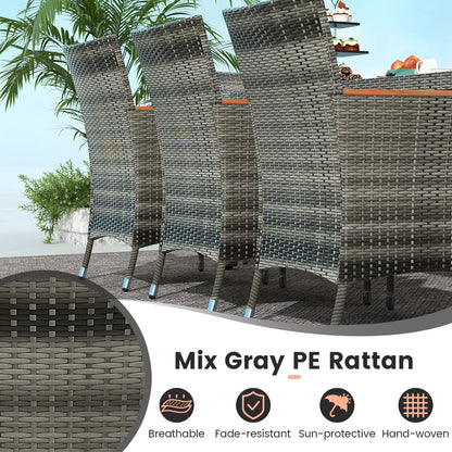 10-Piece Patio Wicker Dining Set with 15 Feet Double-Sided Patio Umbrella