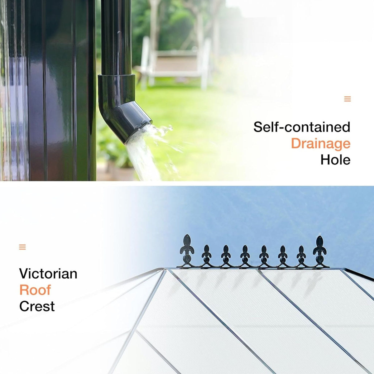 10x14 ft Premium Outdoor Polycarbonate Greenhouse with Aluminum Frame and Double Swing Doors