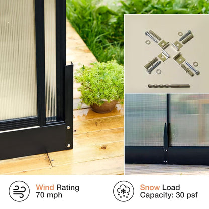 10x14 ft Premium Outdoor Polycarbonate Greenhouse with Aluminum Frame and Double Swing Doors