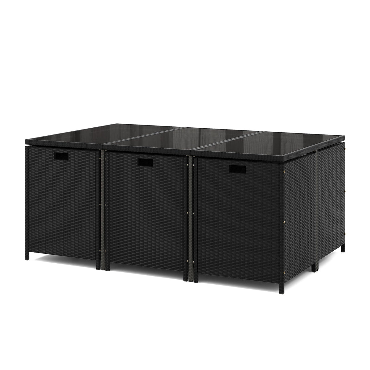 11-Piece Patio Dining Set with Tempered Glass Table | Black & White