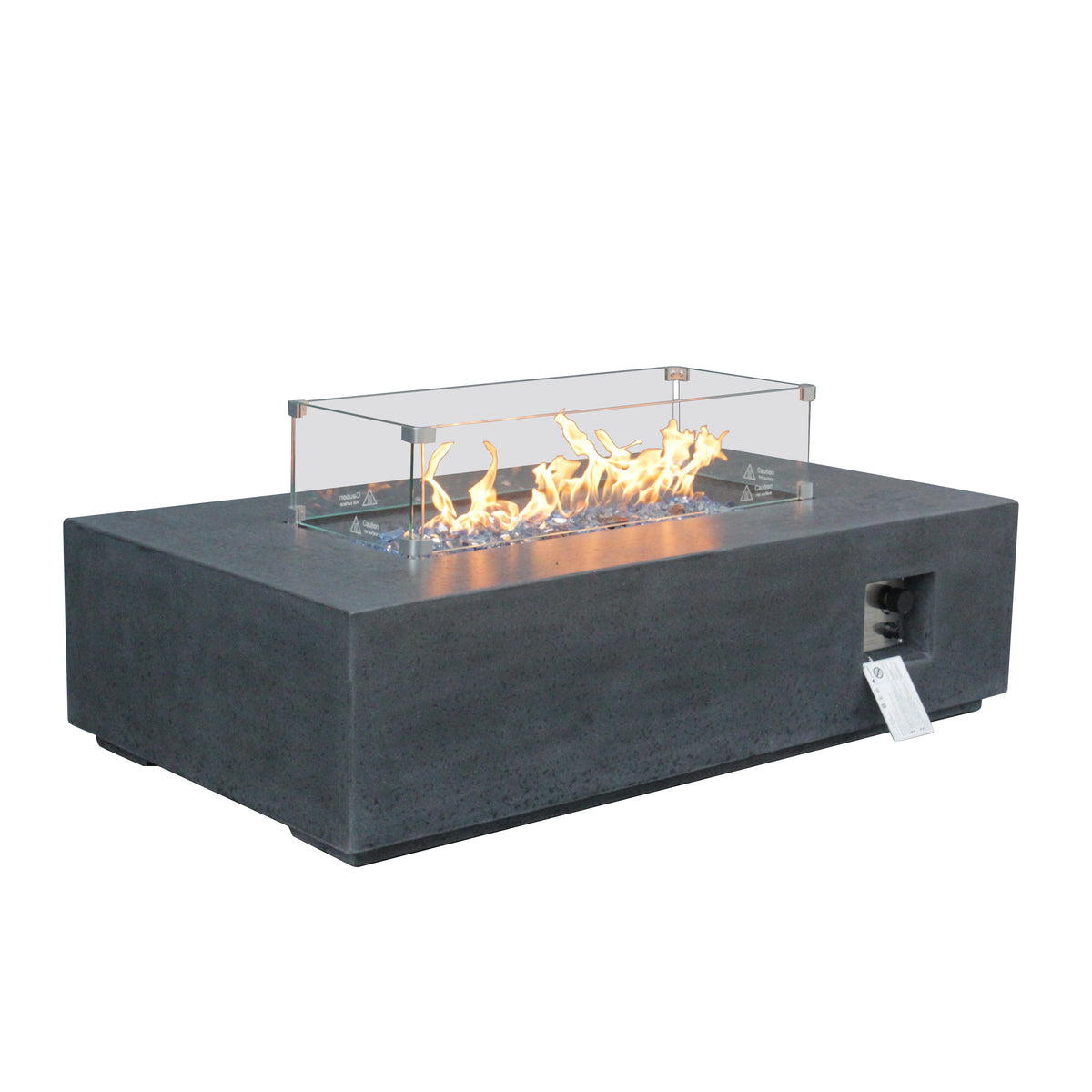 52-Inch GFRC Concrete Propane Fire Pit Table – Sesame Black