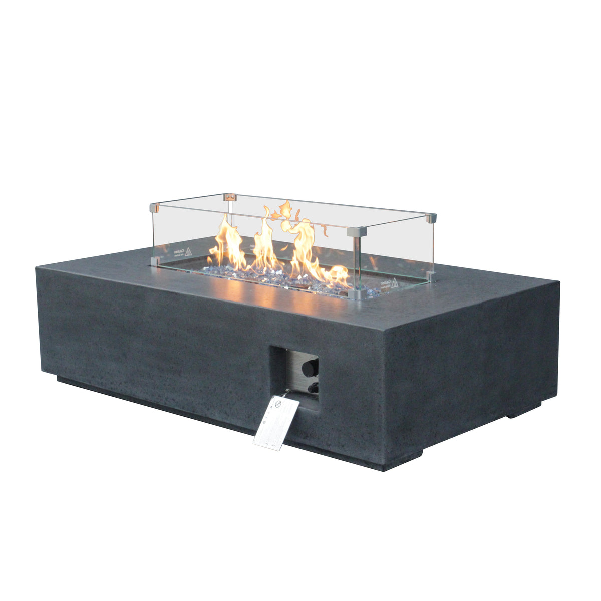 52-Inch GFRC Concrete Propane Fire Pit Table – Sesame Black
