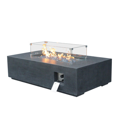 52-Inch GFRC Concrete Propane Fire Pit Table – Sesame Black