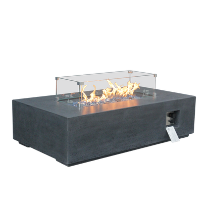 52-Inch GFRC Concrete Propane Fire Pit Table – Sesame Black
