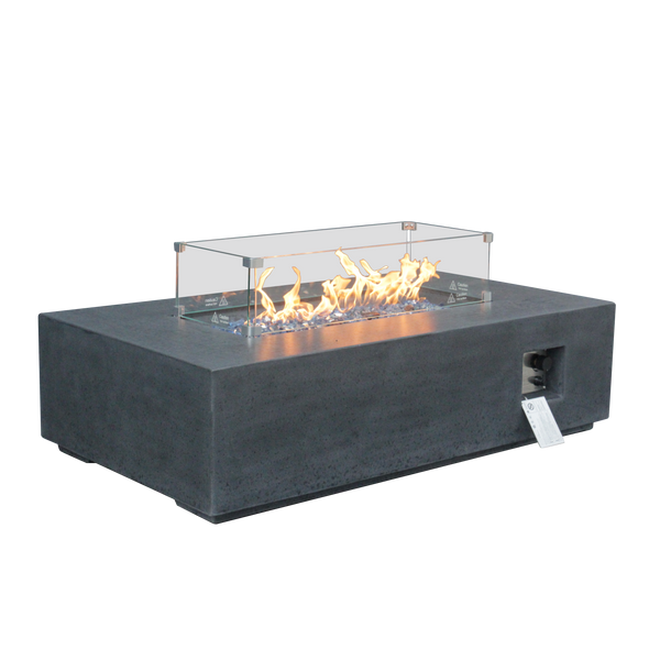 52-Inch GFRC Concrete Propane Fire Pit Table – Sesame Black