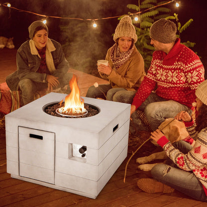 34-Inch Square Concrete Propane Fire Pit Table – Gray, 50,000 BTU