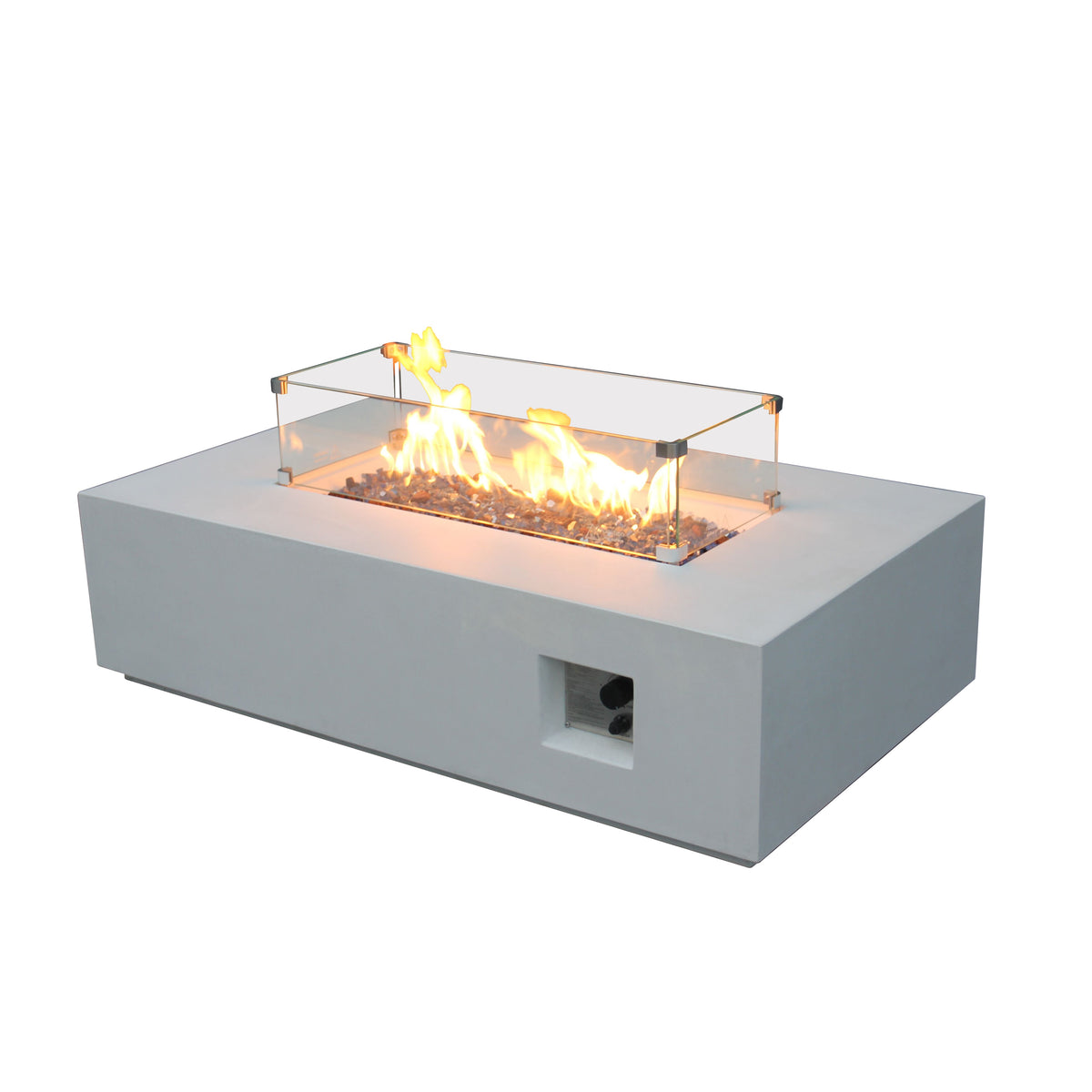 52-Inch GFRC Concrete Propane Fire Pit Table – Antique White