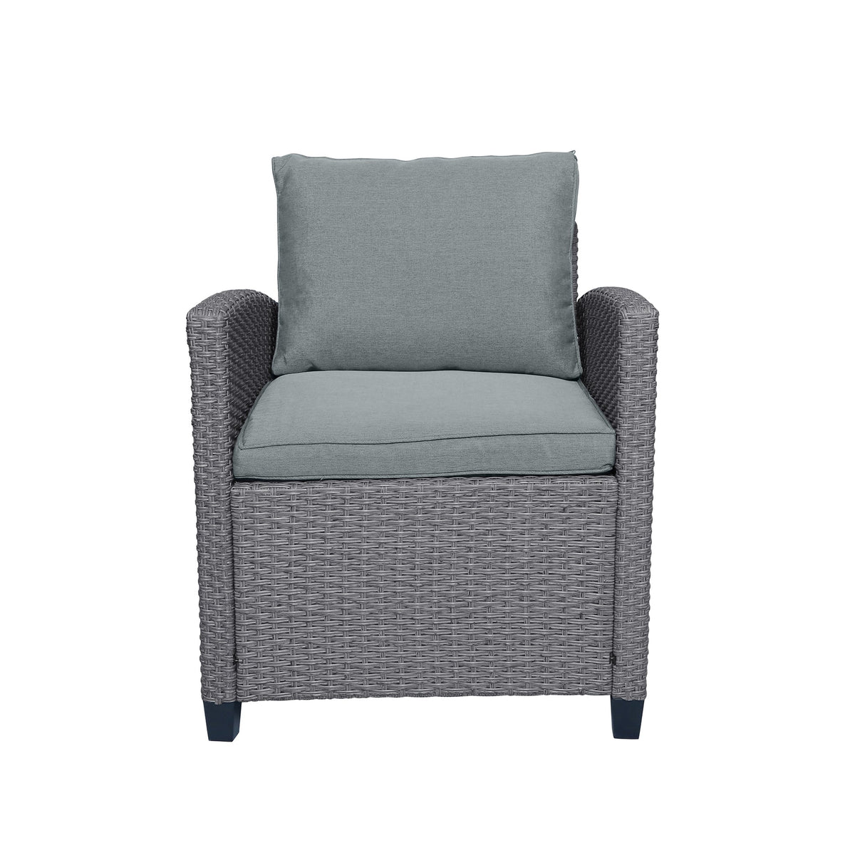 TOPMAX 6-Piece Outdoor Rattan Wicker Conversation Set with Sofa, Chairs, Ottomans & Table – Gray