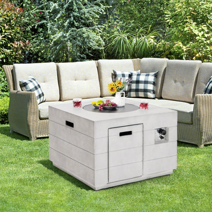 34-Inch Square Concrete Propane Fire Pit Table – Gray, 50,000 BTU