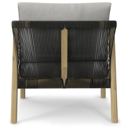 Palmetto Outdoor Conversation Chair, Set of 2 – Acacia Wood, Rope Back, Stone Grey Cushions