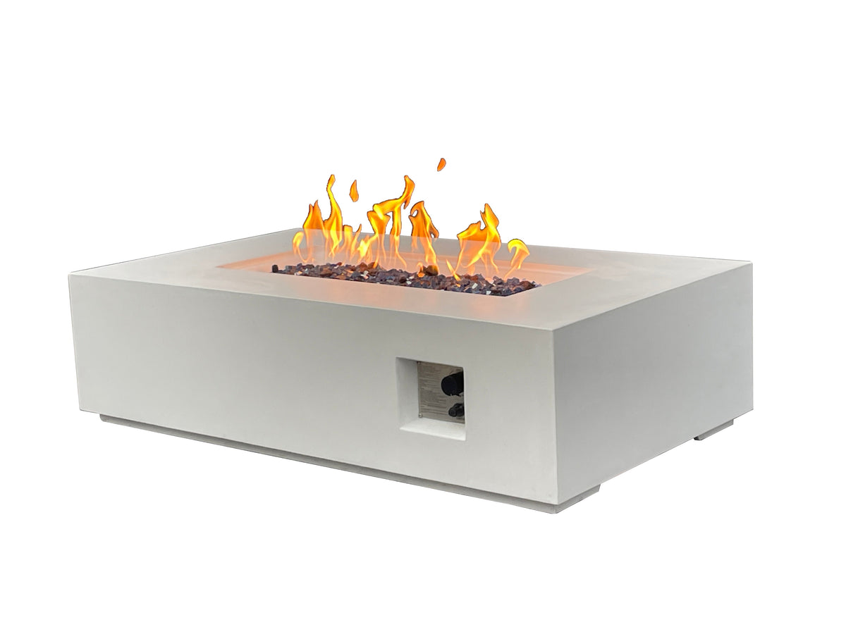52-Inch GFRC Concrete Propane Fire Pit Table – Antique White