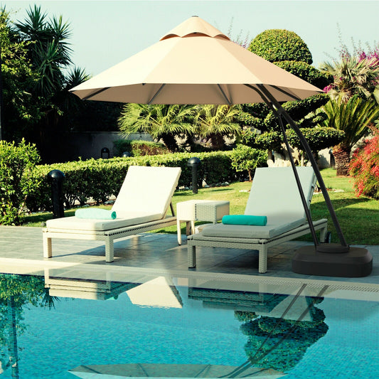 11-Foot Outdoor Cantilever Umbrella – 360° Rotation, Double-Top Wind Vent, Weighted Base & Wheels