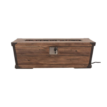 56-Inch Rectangle Gas Fire Pit Table – Wood Pattern, 50K BTU, Propane