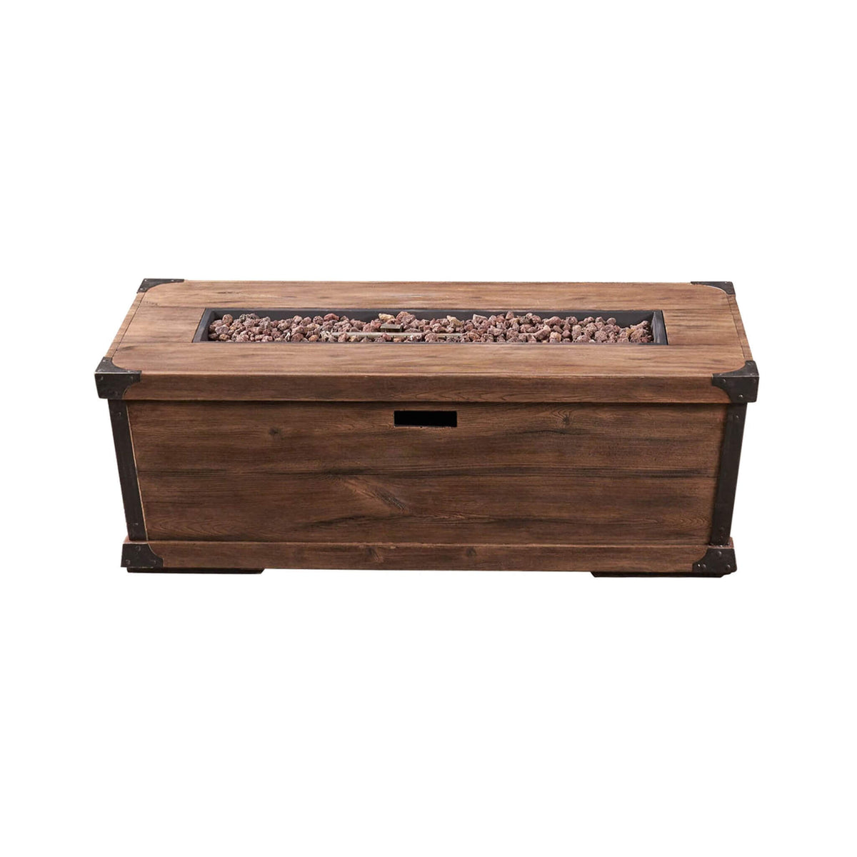 56-Inch Rectangle Gas Fire Pit Table – Wood Pattern, 50K BTU, Propane