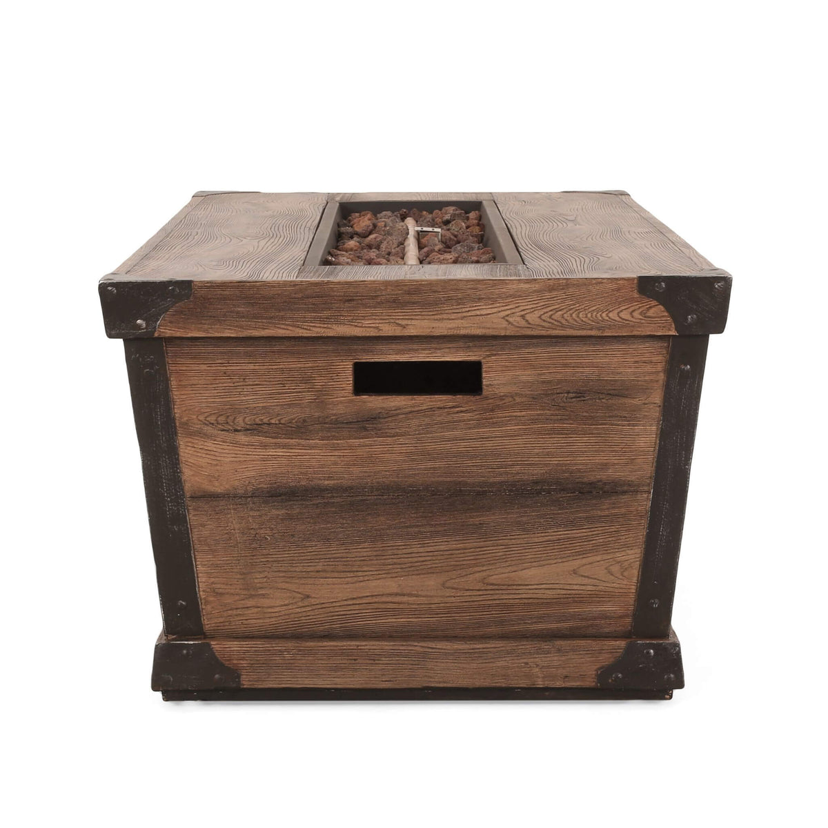56-Inch Rectangle Gas Fire Pit Table – Wood Pattern, 50K BTU, Propane