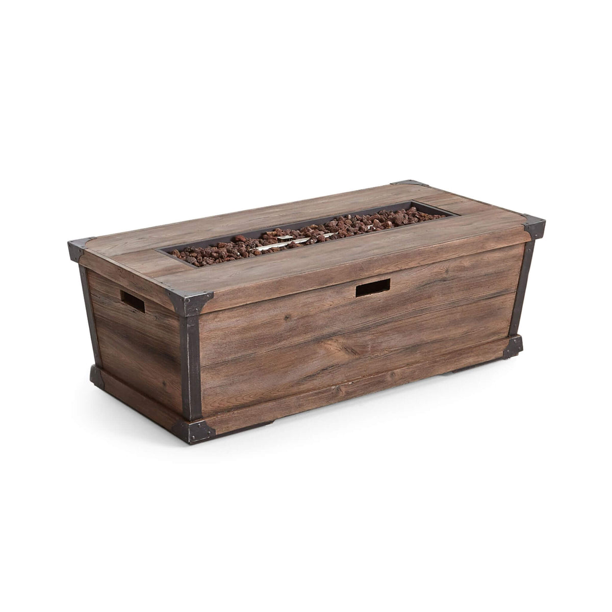 56-Inch Rectangle Gas Fire Pit Table – Wood Pattern, 50K BTU, Propane