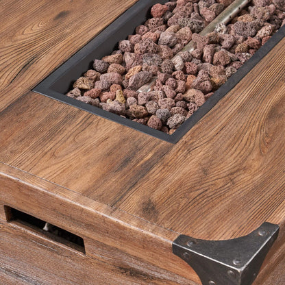 56-Inch Rectangle Gas Fire Pit Table – Wood Pattern, 50K BTU, Propane