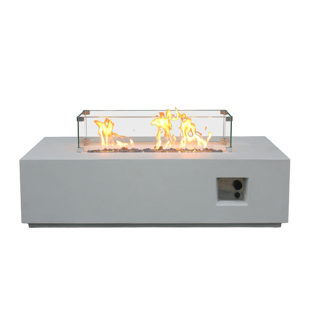 52-Inch GFRC Concrete Propane Fire Pit Table – Antique White