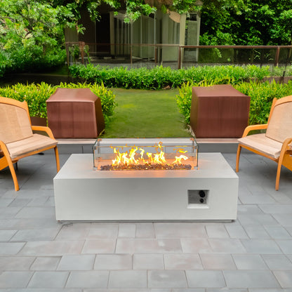 52-Inch GFRC Concrete Propane Fire Pit Table – Antique White