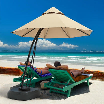 11-Foot Outdoor Cantilever Umbrella – 360° Rotation, Double-Top Wind Vent, Weighted Base & Wheels