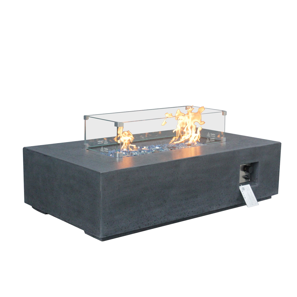 52-Inch GFRC Concrete Propane Fire Pit Table – Sesame Black