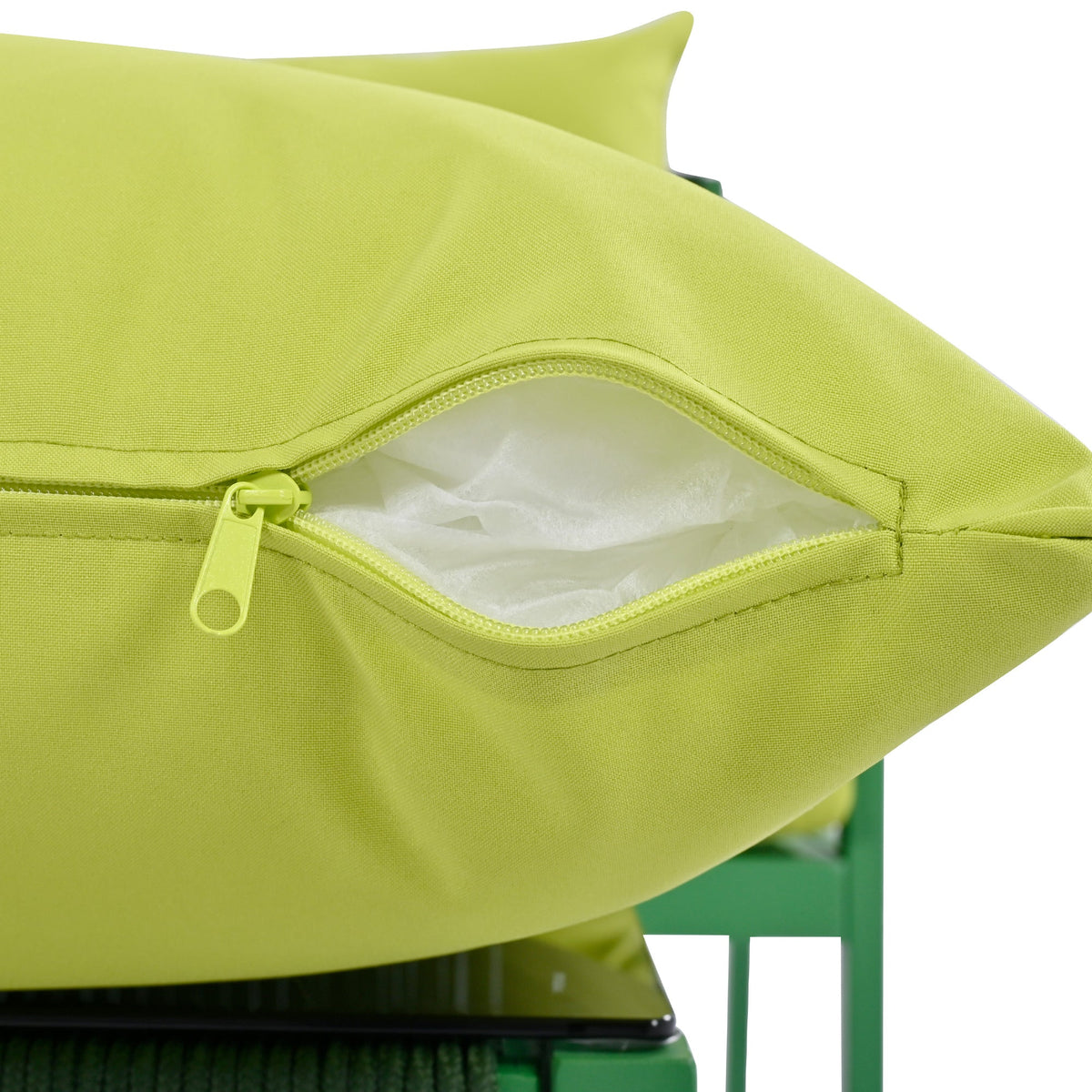4-Piece Outdoor Rope Weave Deep Seating Set with Tempered Glass Table — Green & Yellow-Green