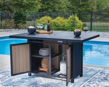 East Beach 70-Inch Rectangular Bar Fire Pit Table – Blue