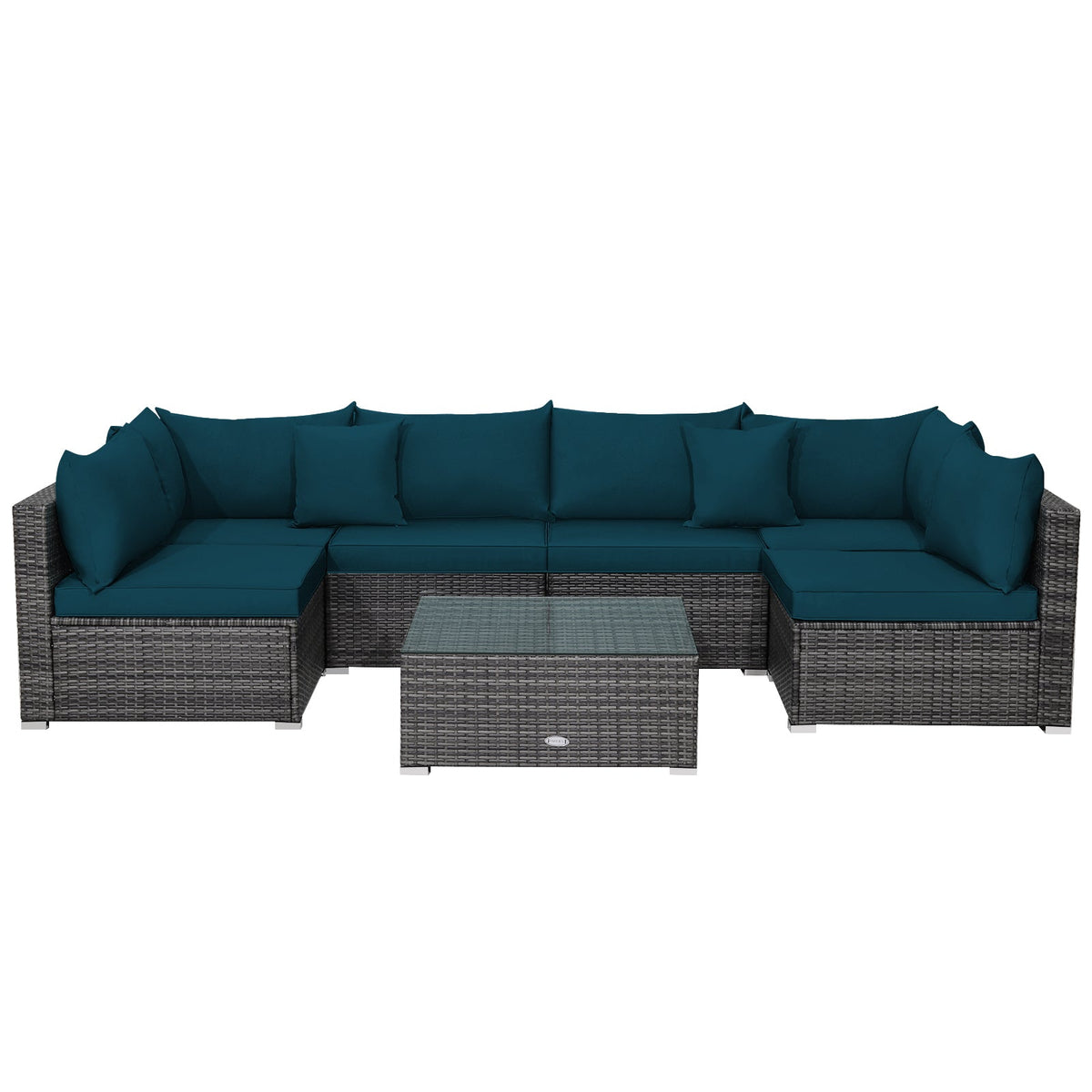 7-Piece Patio Rattan Furniture Set Sectional Sofa Garden Cushion