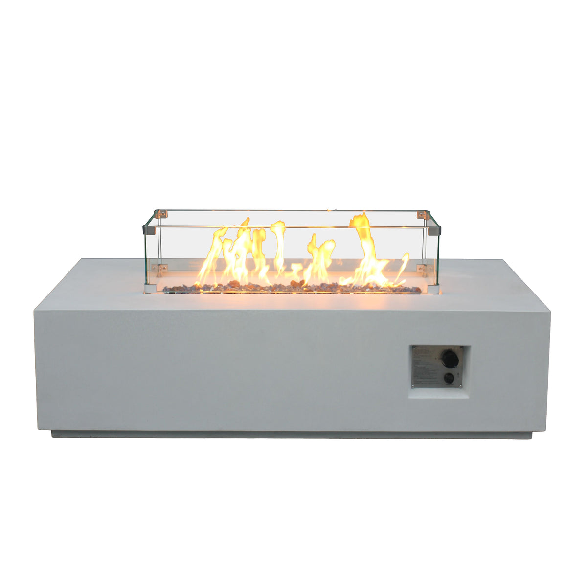 52-Inch GFRC Concrete Propane Fire Pit Table – Antique White