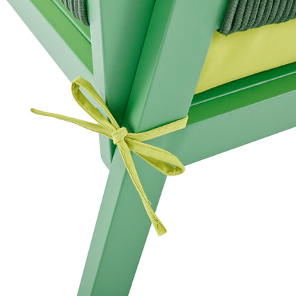 4-Piece Outdoor Rope Weave Deep Seating Set with Tempered Glass Table — Green & Yellow-Green