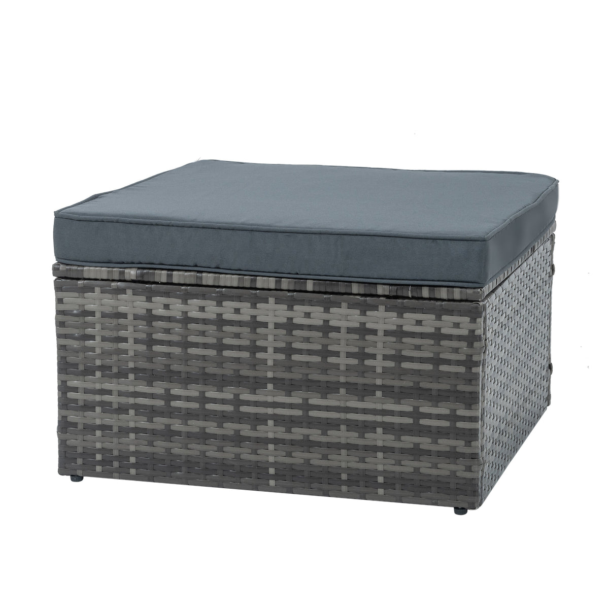 5-Piece Outdoor PE Wicker Conversation Set with Reclining Sofa & Lift-Top Table — Dark Gray
