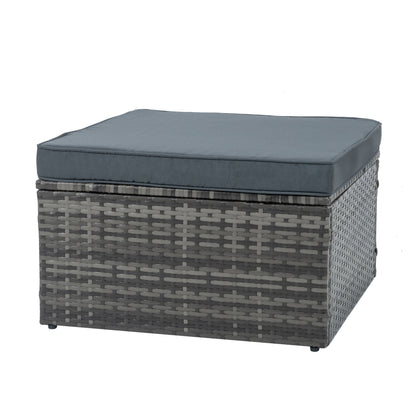 5-Piece Outdoor PE Wicker Conversation Set with Reclining Sofa & Lift-Top Table — Dark Gray