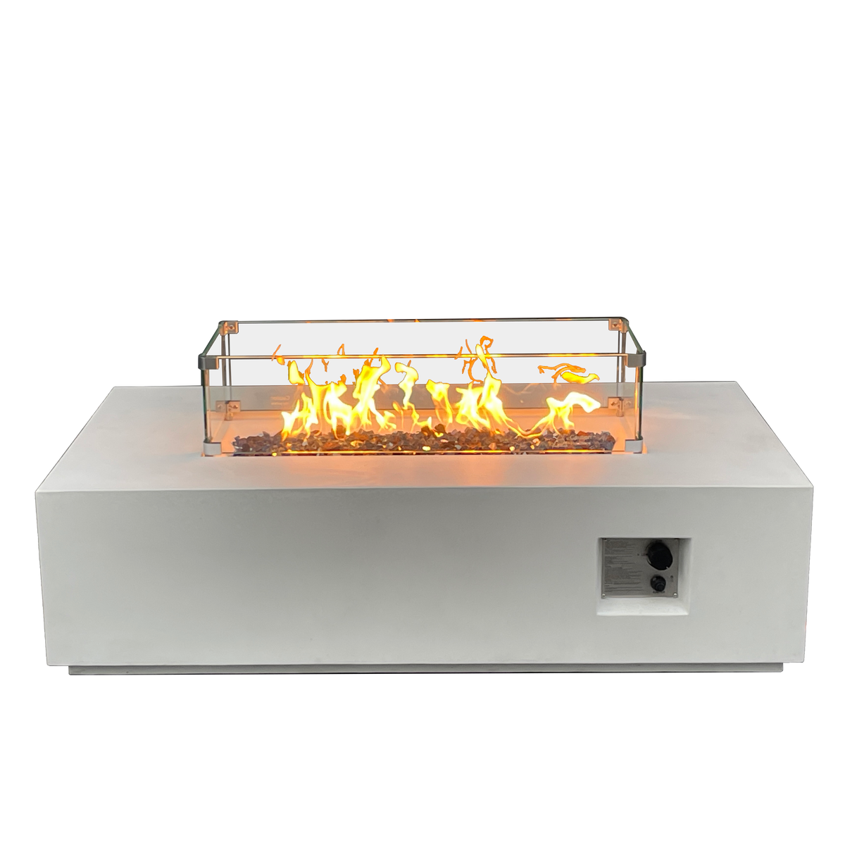 52-Inch GFRC Concrete Propane Fire Pit Table – Antique White