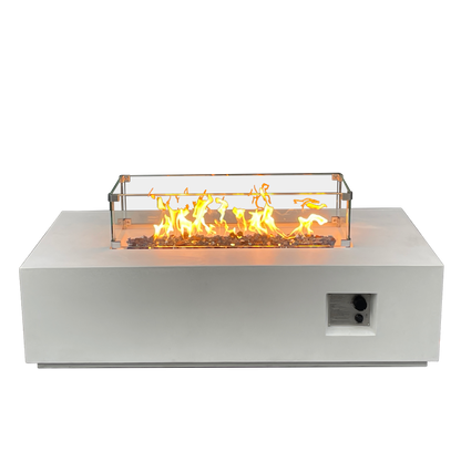 52-Inch GFRC Concrete Propane Fire Pit Table – Antique White