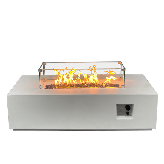 52-Inch GFRC Concrete Propane Fire Pit Table – Antique White