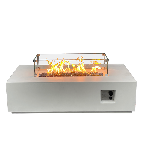52-Inch GFRC Concrete Propane Fire Pit Table – Antique White