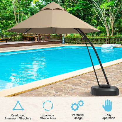 11-Foot Outdoor Cantilever Umbrella – 360° Rotation, Double-Top Wind Vent, Weighted Base & Wheels