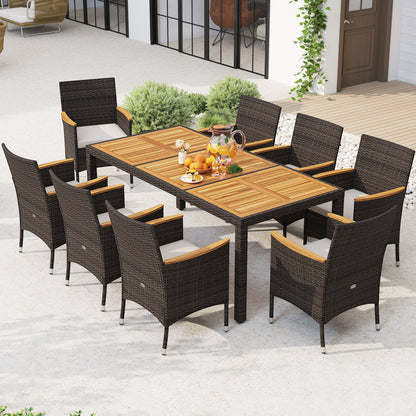 9-Piece Outdoor Dining Set with Acacia Wood Table Top