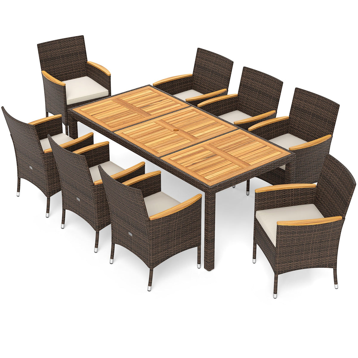 9-Piece Outdoor Dining Set with Acacia Wood Table Top