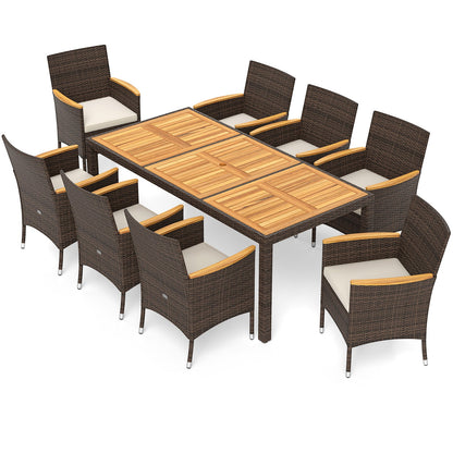 9-Piece Outdoor Dining Set with Acacia Wood Table Top
