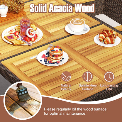 9-Piece Outdoor Dining Set with Acacia Wood Table Top