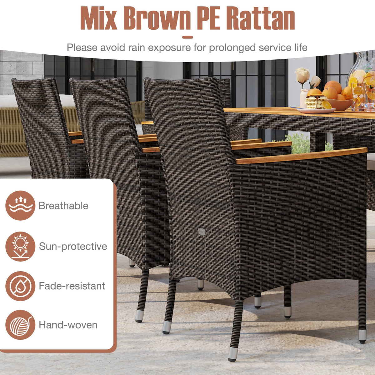 9-Piece Outdoor Dining Set with Acacia Wood Table Top