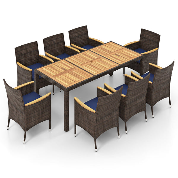 9-Piece Outdoor Dining Set with Acacia Wood Table Top