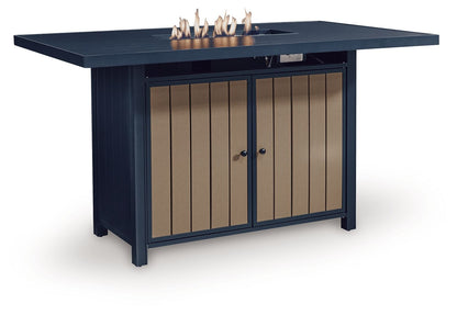 East Beach 70-Inch Rectangular Bar Fire Pit Table – Blue