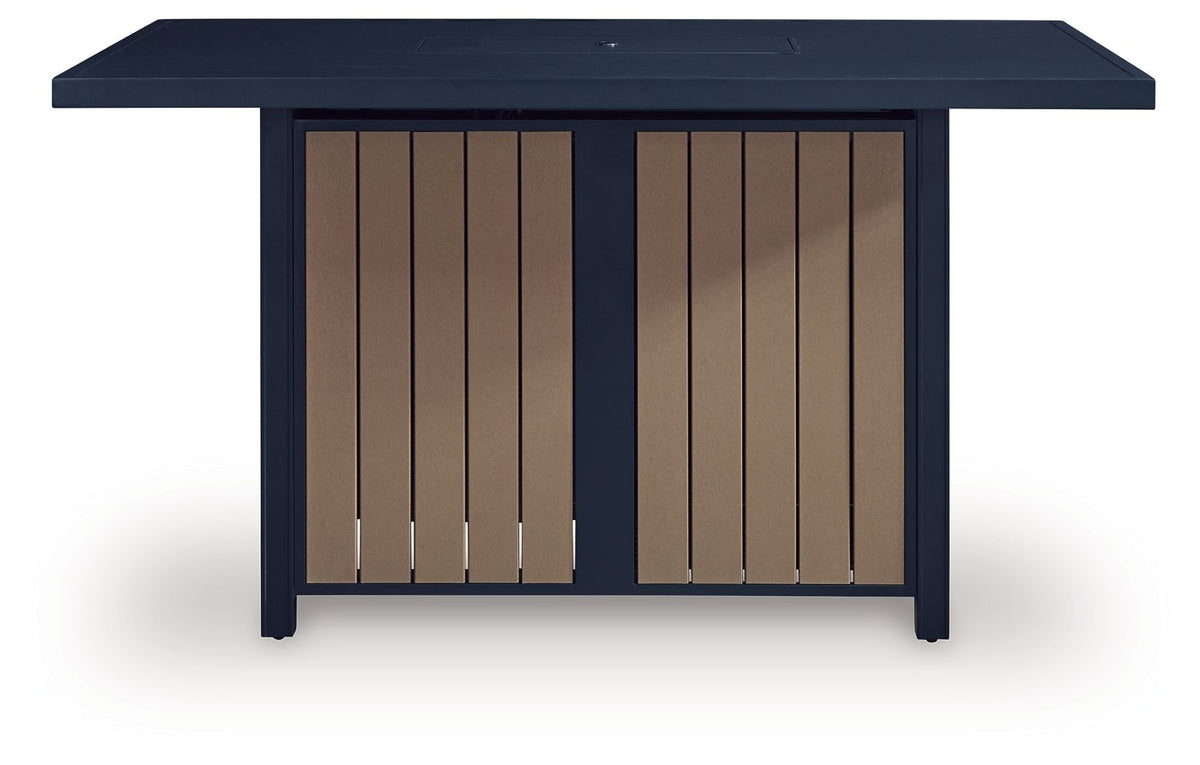 East Beach 70-Inch Rectangular Bar Fire Pit Table – Blue
