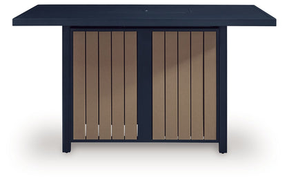 East Beach 70-Inch Rectangular Bar Fire Pit Table – Blue