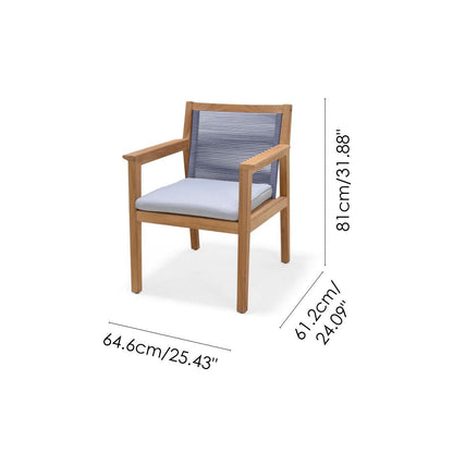Agate Teak & Rope Outdoor Dining Armchair – FSC™ Certified Teak, Olefin Cushion, Blue
