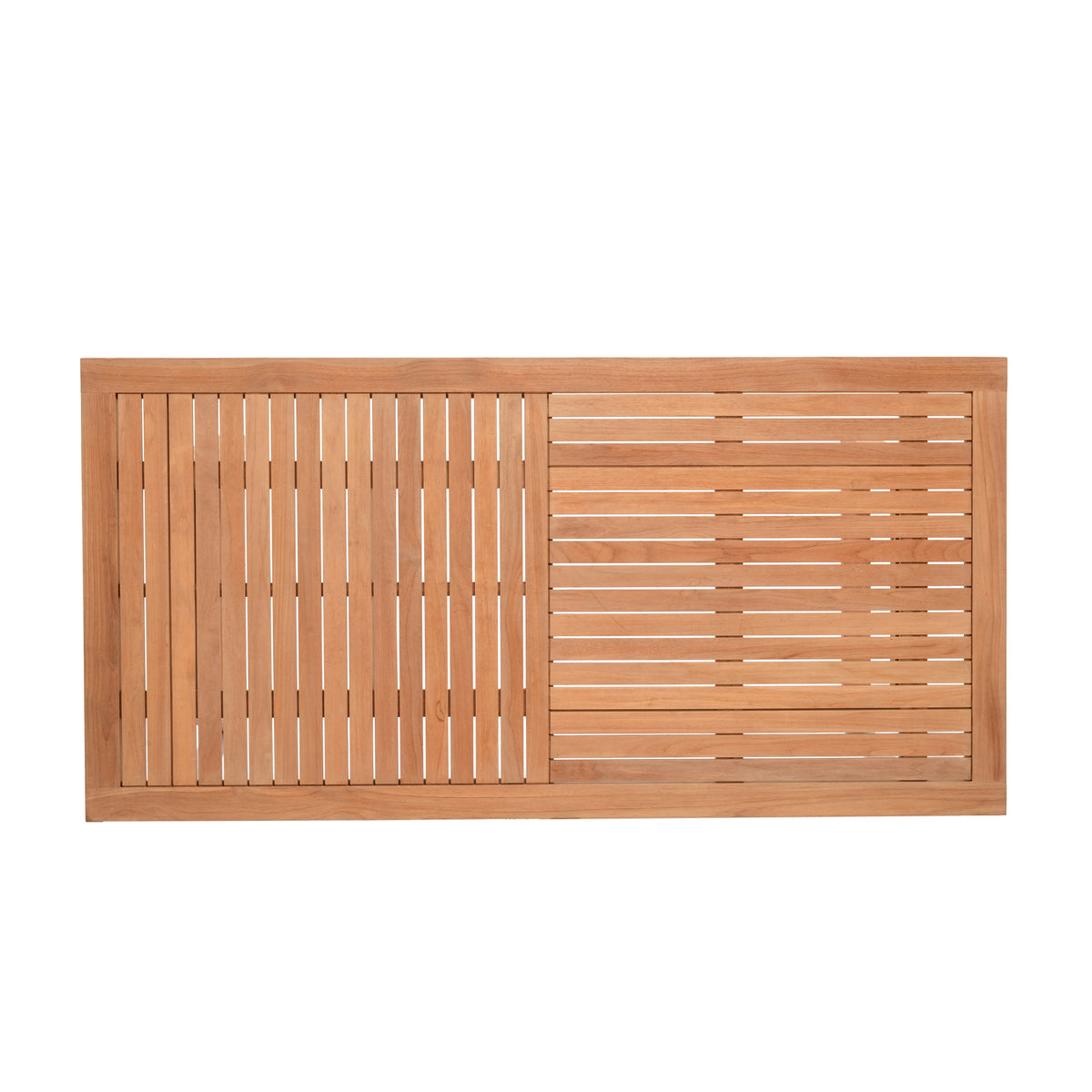 Agate Rectangular Teak Outdoor Dining Table – FSC™ Certified, Trapezoid Legs, 78"