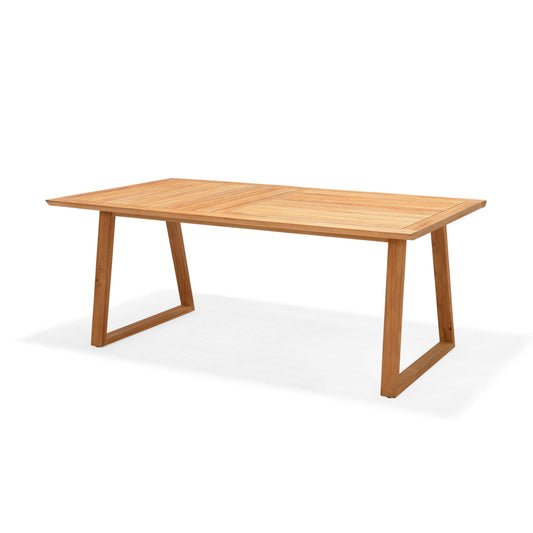 Agate Rectangular Teak Outdoor Dining Table – FSC™ Certified, Trapezoid Legs, 78"