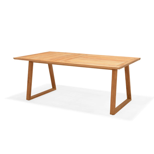 Agate Rectangular Teak Outdoor Dining Table – FSC™ Certified, Trapezoid Legs, 78"